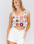 LE LIS Sleeveless Multi Crochet Top