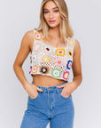 LE LIS Sleeveless Multi Crochet Top