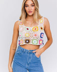 LE LIS Sleeveless Multi Crochet Top