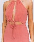 LE LIS Halter Neck Open Front Detail Dress