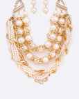 Mix Pearls Layer Statement Necklace Set