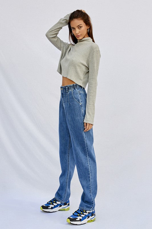 Denim Lab USA Super High Rise Pleated Mom Jeans