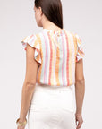 Multi Stripe Ruffle Top