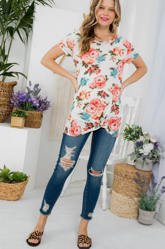 e Luna Floral Tunic Top