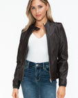 Snobbish PU Leather Biker Jacket with Side Zip Pockets