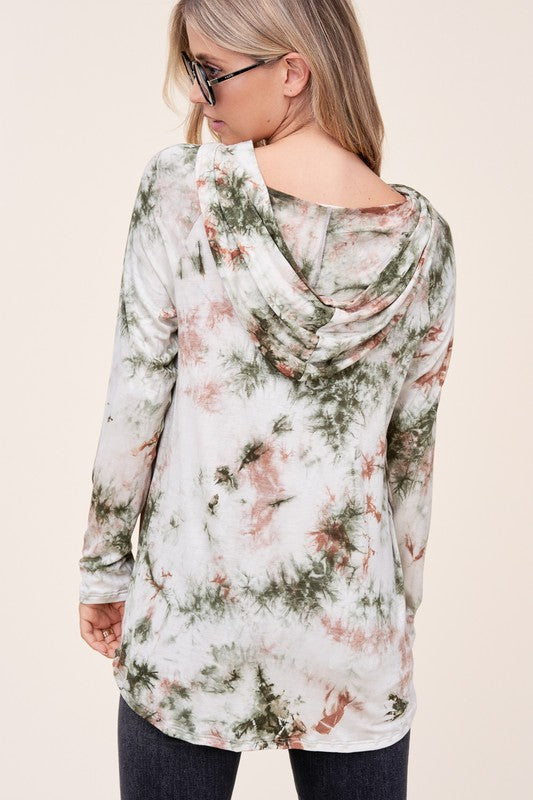 e Luna Tie Dye Hoodie High Low Plus Top