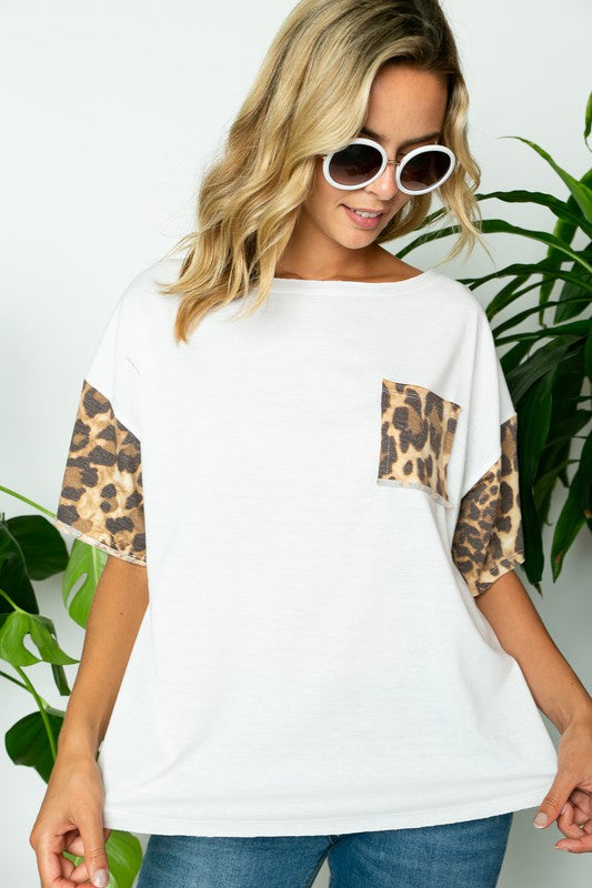 e Luna Terry Solid Animal Boxy Top