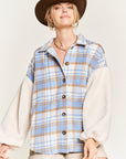 Jade By Jane Plus Size Multi Plaid Fuzzy Sleeve Jacket