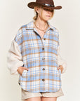 Jade By Jane Plus Size Multi Plaid Fuzzy Sleeve Jacket