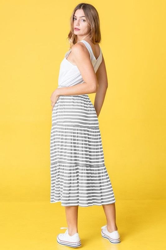 PLUS Stripe Maxi Skirt