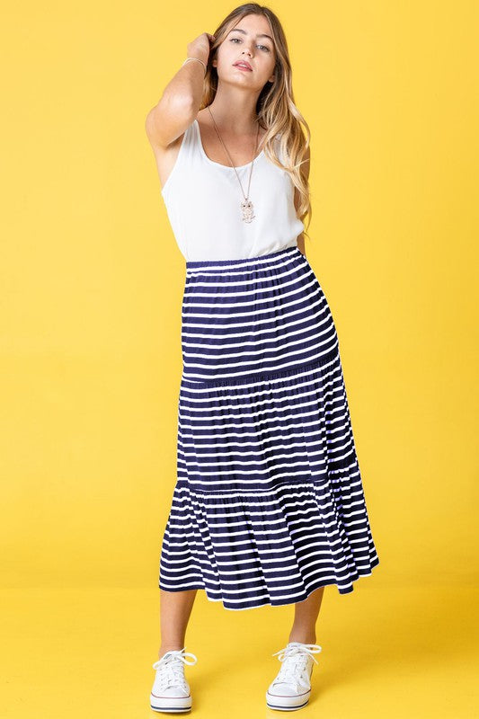 PLUS Stripe Maxi Skirt