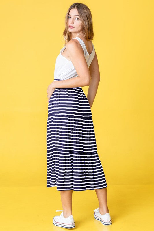 PLUS Stripe Maxi Skirt