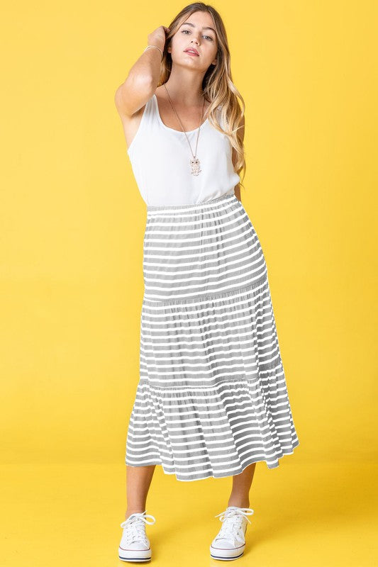 PLUS Stripe Maxi Skirt