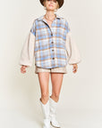 Jade By Jane Plus Size Multi Plaid Fuzzy Sleeve Jacket