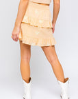 LE LIS Daisy Embroidered Tiered Mini Skirt