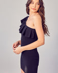 Do + Be Collection One Shoulder Ruffle Dress