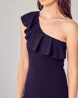 Do + Be Collection One Shoulder Ruffle Dress