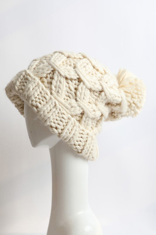 Oversized Chunky Knit Pom Beanie