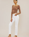 High Rise Slim Straight Jeans in White Denim - Online Only