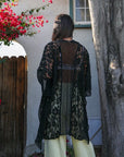 Leto Accessories Floral Lace Textured Kimono