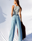 Denim Lab USA Super High Waist Wide Straight Jeans