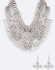 Crystal Accent Statement Bib Necklace Set