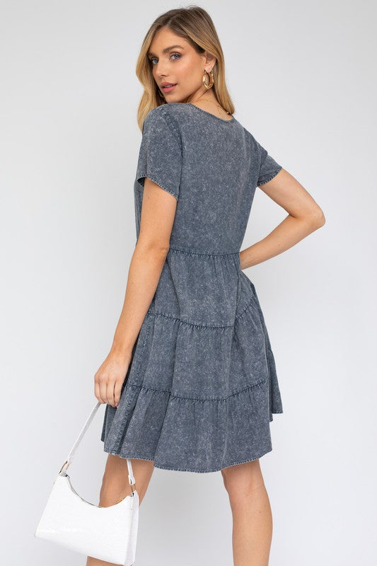 Gilli Washed Baby Doll Mini Dress - Online Only