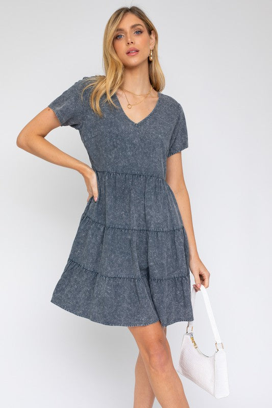 Gilli Washed Baby Doll Mini Dress - Online Only