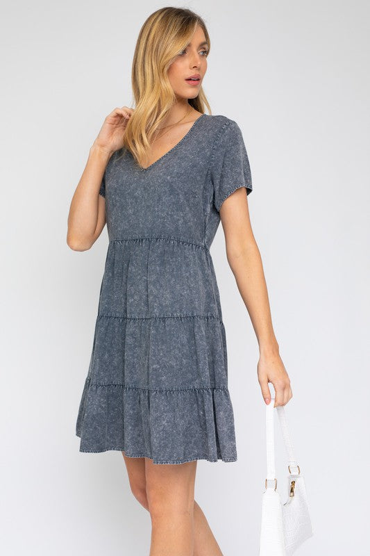 Gilli Washed Baby Doll Mini Dress - Online Only