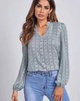 Miss Sparkling | Long Sleeve Sheer Blouse