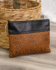 Leopard Gold Ring Vegan Leather Clutch