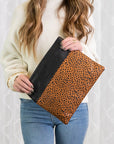 Leopard Gold Ring Vegan Leather Clutch