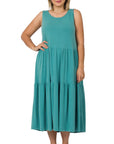 Zenana Plus Sleeveless Tiered Midi Dress - Online Only