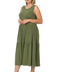 Zenana Plus Sleeveless Tiered Midi Dress - Online Only - My Pampered Life Seattle