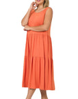 Zenana Plus Sleeveless Tiered Midi Dress - Online Only