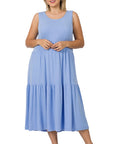 Zenana Plus Sleeveless Tiered Midi Dress - Online Only