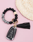 Silicone Color Block Print Key Ring Bracelet