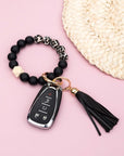 Silicone Color Block Print Key Ring Bracelet