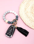 Silicone Color Block Key Ring Bracelet