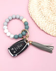 Silicone Color Block Key Ring Bracelet