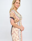 Renee C. Boho Print Kimono Maxi Dress with Side Slit