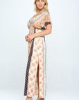 Renee C. Boho Print Kimono Maxi Dress with Side Slit