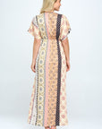 Renee C. Boho Print Kimono Maxi Dress with Side Slit