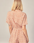 Mustard Seed Collared Overlap Polka Dot Romper