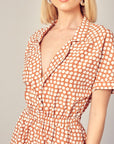 Mustard Seed Collared Overlap Polka Dot Romper