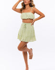 LE LIS Tie Strap Ruched Crop Top