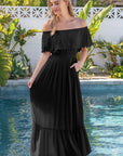 Off the Shoulder Flowy Maxi Dress - Online Only