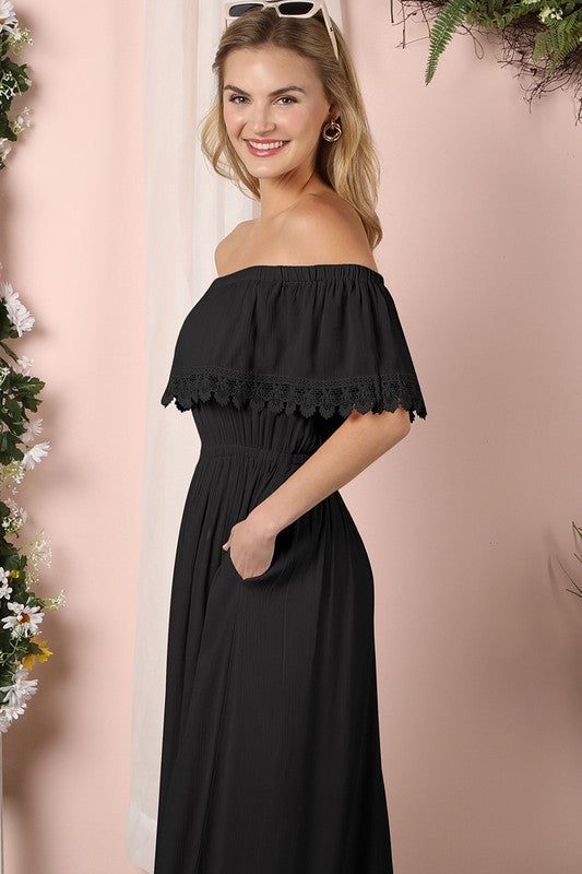 Off the Shoulder Flowy Maxi Dress - Online Only