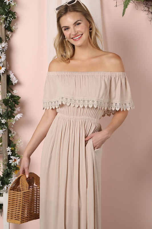 Off the Shoulder Flowy Maxi Dress - Online Only