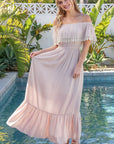 Off the Shoulder Flowy Maxi Dress - Online Only